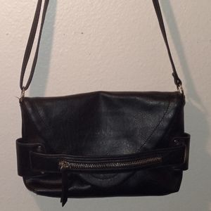 Black Leather Crossbody Bag  by Nicole Miller
